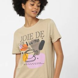 Only Beige Graphic Print T-Shirt-image-94