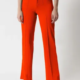 Kotty Red Straight Fit Pleated Pants-picture-2