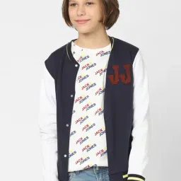 Jack & Jones Junior Navy & White Printed Full Sleeves Jacket-image-65