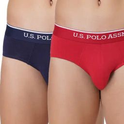 U.S. Polo Assn. Navy & Red Cotton Regular Fit Briefs - Pack Of 2-image-50
