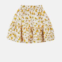 Kiddopanti Kids White Printed Skirt-image-122