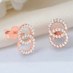 Zavya Twirling Circles Rose Gold Plated 925 Sterling Silver Earrings-image-82