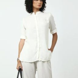 Saltpetre Claasic Linen Cream Shirt and Wide Leg Trouser Co-ord Set-image-23