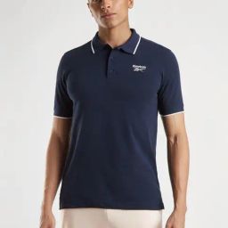 Reebok Navy Slim Fit Polo T-Shirt-image-65