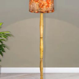 Homesake Rustic Brown Floor Lamp with Multicolor Shade Antique Fanny Figure Floreo Meadow Design-17