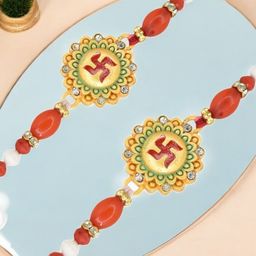 MEIRA JEWELLERY Set Of 2 Artificial Beaded Thread Rakhi-70