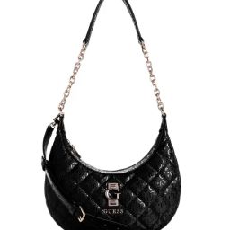 Guess Black Textured Bessey Hobo Bag-image-93