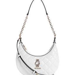 Guess White Textured Bessey Hobo Bag-78