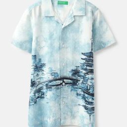 United Colors of Benetton Boys Blue Viscose Printed Shirt-image-36