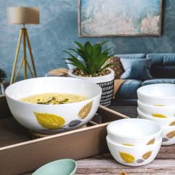 Cello White Opalware Pudding Bowl & Serving Bowl - Set of 7-16