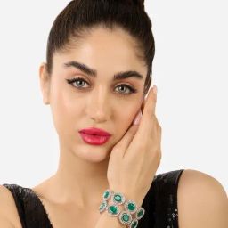 Zaveri Pearls Green Stones & Dazzling Austrian Diamonds Broad Bracelet-ZPFK17580-image-91