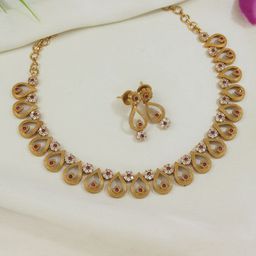SGA FASHION Gold-Plated American-Diamond Studded Jewellery Set-image-1