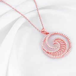 GIVA 925 Silver Rose Gold Whirlpool Pendant with Link Chain for Women & Girls-image-66