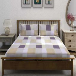 Swayam Ananda Green Cotton 210 TC 120 GSM King Fitted Bedsheet With Pillow Cover-image-36