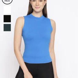 La Intimo Black, Cream, Bottel Green, Royal Blue Bold Babe Camisole (Pack of 4)-picture-7