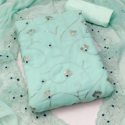Peachmode Blue Embroidered Unstitched Dress Material-picture-58