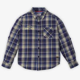 Ed-a-Mamma Kids Navy Checks Full Sleeves Shirt-image-54