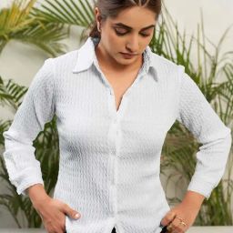 SELVIA White Self Pattern Shirt-picture-4