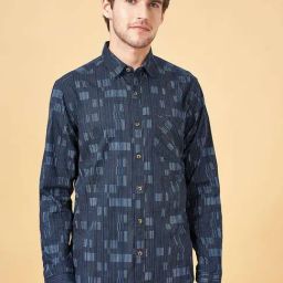SF Jeans by Pantaloons Navy Slim Fit Printed Shirt-image-61