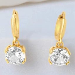 Zavya Elegant 925 Sterling Silver Gold Plated Hoop Earrings with Sparkling CZ Drops-image-70