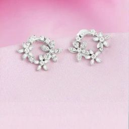 Zavya Floral Rhodium Plated 925 Sterling Silver Earrings-image-71