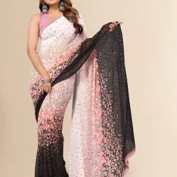 Winza Designer Red Printed Saree with Unstitched Blouse-picture-8