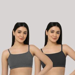 AROUSY Black & Grey Cotton Beginner's Bra - Pack Of 2-27