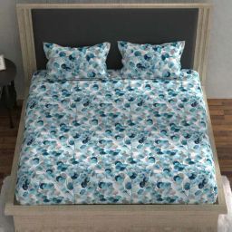 BELLA CASA Stella Blue Cotton 180 TC Double Fitted Bedsheet with 2 Pillow Covers-image-31