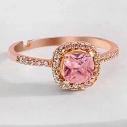 Zavya Solitaire Halo Rose Gold Plated 925 Sterling Silver Ring-image-99