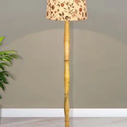 Homesake Rustic Brown Floor Lamp with Multicolor Shade Antique Fanny Figure Vine & Flowers Design-image-76