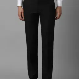 Men Black Slim Fit Solid Formal Trousers-picture-14