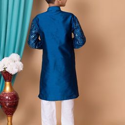 Cae Boys Embroidered Regular Sequinned Dupion Silk Kurta with Pyjamas image 5