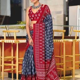 Anouk Floral Pure Cotton Bagru Saree-picture-16
