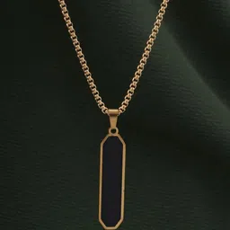 PALMONAS Men 18KT Gold-Plated Stainless Steel Anti-Tarnish Midnight Prism Necklace-25