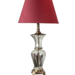 THE LIGHT STORE Gold-Toned & Red Self Design Bedside Standard Table Lamp with Shade image 2