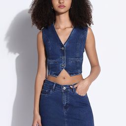SHOWOFF V-Neck Sleeveless Waistcoat Top With Skirt-picture-27