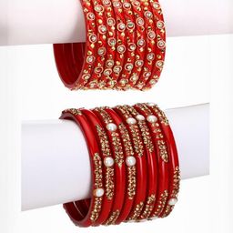Somil Set of 2 Stylish Glass Bangles/Kadas Perfect for Celebration-18