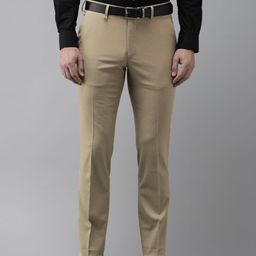 Van Heusen Men Self Design Textured Slim Fit Formal Trousers-image-5