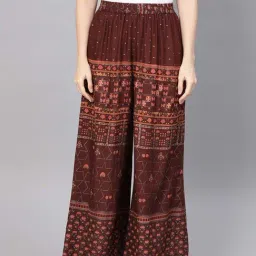 Juniper Brown Printed Palazzos-image-90