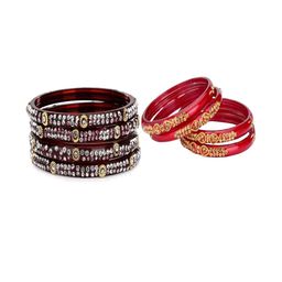 SOMIL Set of 8 Maroon Alloy Bangles-image-59