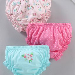 Babyhug 100% Cotton Antibacterial Bloomers Multiprint Pack Of 3 - Multicolor-image-34