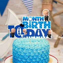 Zyozi Boss Baby 10th Month Birthday Cake Topper for Baby Boy Blue-16