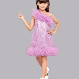 PinkChick Sleeveless Ruffled Neckline Detailed  Sequined Embellished A Line Party Dress -  Lavender-picture-15