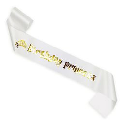 Wobbox Happy Birthday Sash Birthday Girl Sash Birthday Decoration Items White -Pack Of 1-image-94