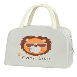 House of Quirk Insulated Lunch Bags Small for Women Work Student Kids to School Bag for Picnic Organizer Storage Lunch Box  - Beige-picture-11