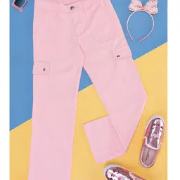 Pantaloons Junior Solid Cotton Pant - Pink-picture-9