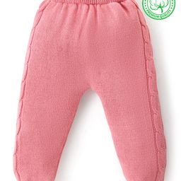 Babyhug Knit Full Length Fleece & Woollen Pant with Cable Knit Design Solid Colour - Pink-image-57