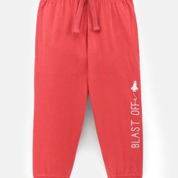 Doreme Single Jersey Knit Full Length Lounge Pant with Text Print - Rust-image-98