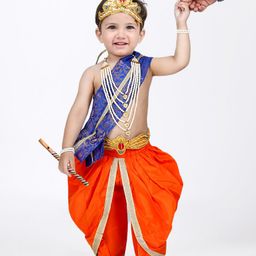 Itsmycostume Janmashtami Theme Lace Embellished Shri Krishna Costume Set - Orange-image-48