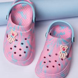 Toothless Teddy Bear Applique Detailed & Tie Dye Clogs - Pink & Sea Green-image-86